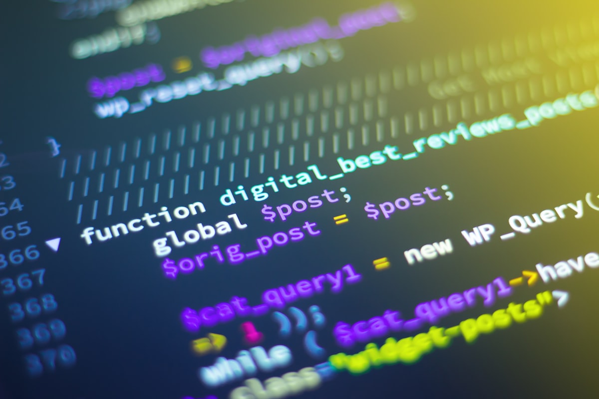 Code on a screen